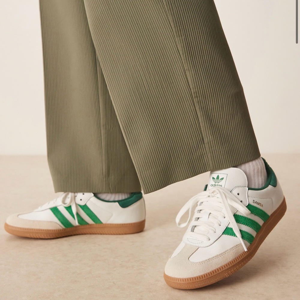 Adidas Samba White and Green Shoes